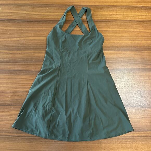 Outdoor Voices the Crossback Tennis Dress, Green, has shorts, Pickleball, Medium - Picture 1 of 6